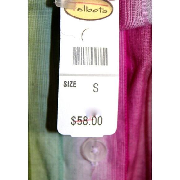 Talbots Womens S Colorful Stripes Cotton Blouse Green Pink NWT $58 Career - Picture 3 of 4